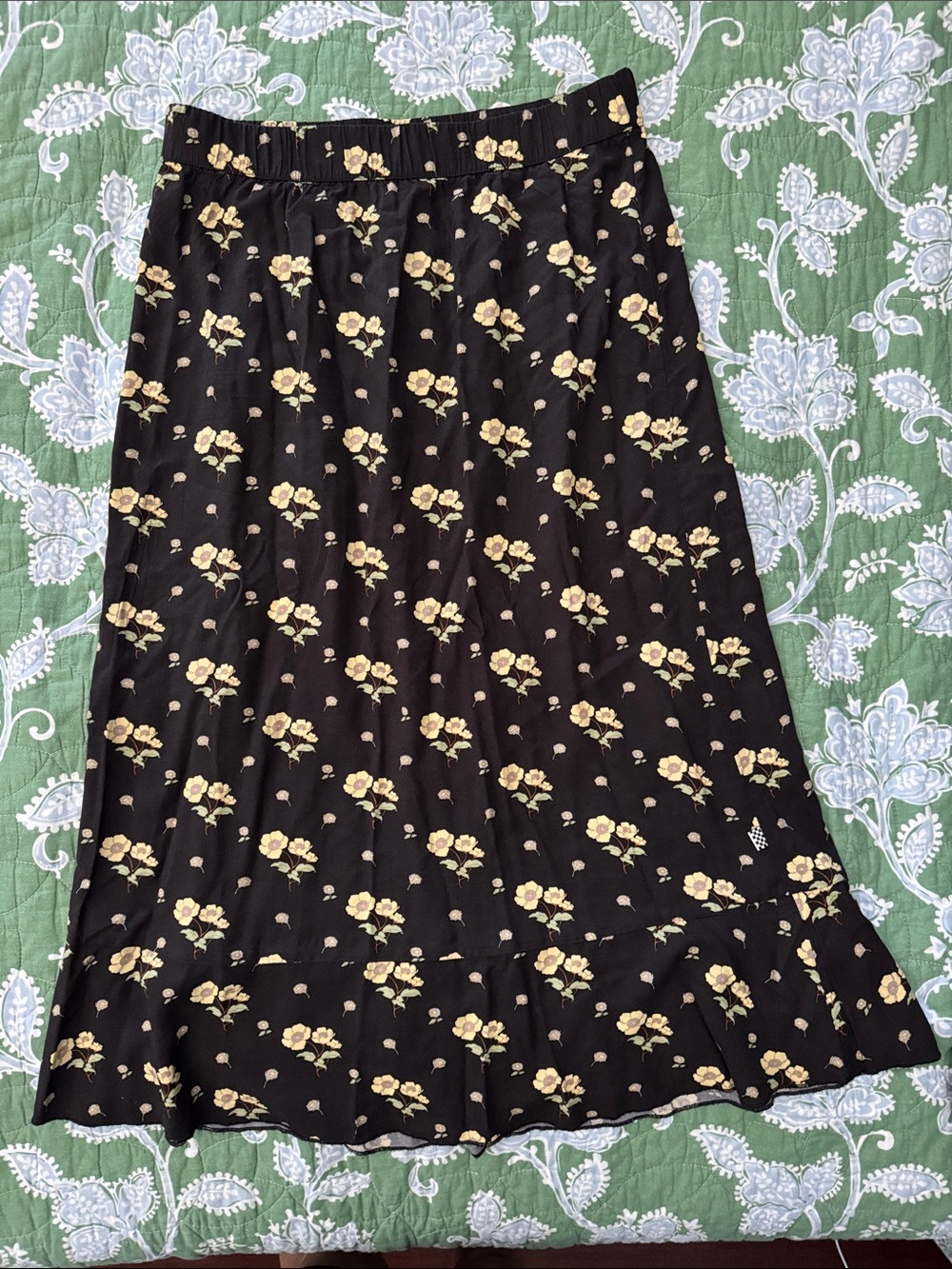 Vans Black Midi Skirt with Cream Floral Print